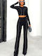 Set Negru Dama Cu Pantaloni Slim Fit