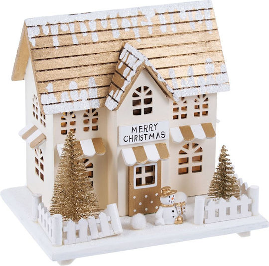 Wooden House White Gold 21.5x15x20.5 Cm 04.x-25117-2