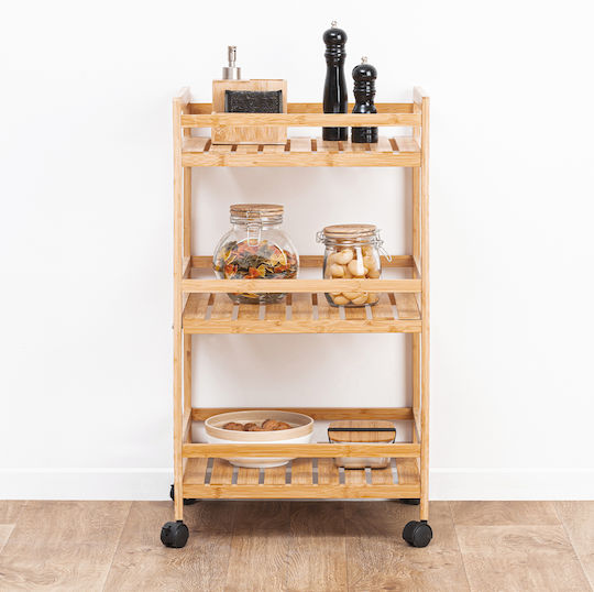 5Five Wooden Kitchen Trolley 3 Tiers Brown 45x38x80cm