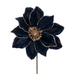 Blaues Samt Blume Alexandriner Glitter – 60cm 230.035.0010.16