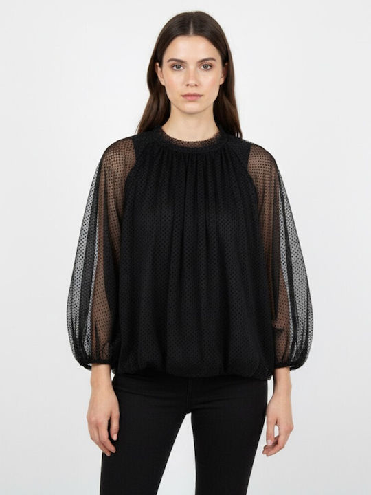 Cavalieri Damen Bluse Langärmelig Schwarz