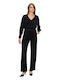 Women's Blouse Long Sleeve with V Neckline Black