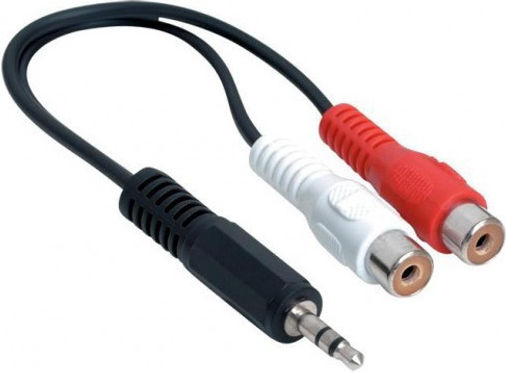 Detech Кабел 3.5 мм Жак М Към 2x RCA Женски 0,25 м Черен