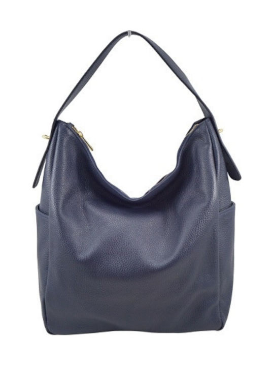Leder Damentasche Schultertasche Blau