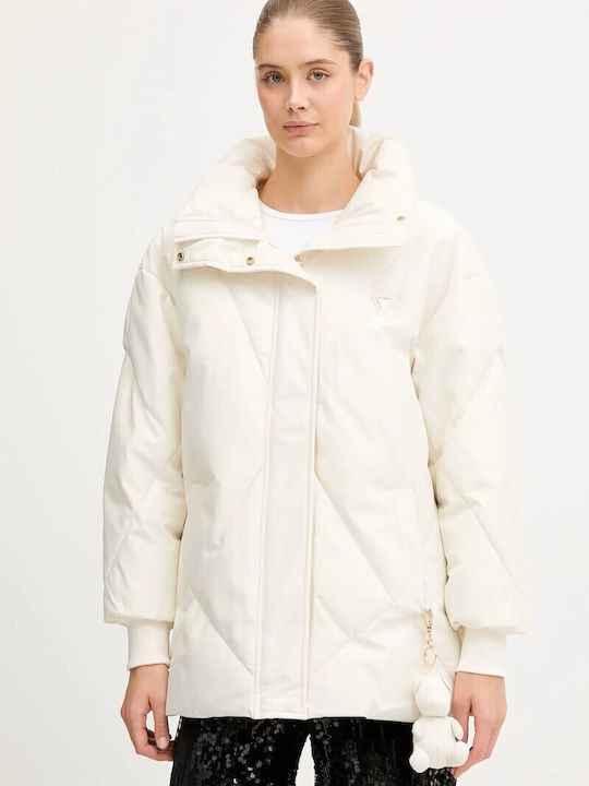 Damen Puffer Jacke für Winter Ecru