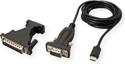 Cable Roline 12.99.1162 Usb C M To Serial Db-9/db25 M 1.8m Black