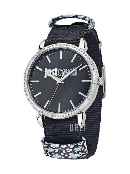 Just Cavalli Women's Watch with Black Fabric Strap