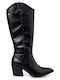 Synthetic Leather Cowboy Boots Black
