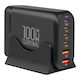 Obal:Me Charging Stand GaN with 2 USB-A Ports and 4 USB-C Ports 100W Power Delivery in Black color (Terminal)