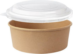 Disposable Salad Paper Bowl Kraft 50pcs 32oz-1000ml Lid