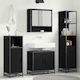 vidaXL Waschtisch mit Waschbecken, Spiegel & Säule L35xB37.5xH100cm Black Beech