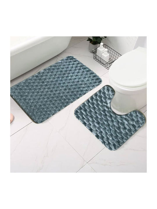 SpitiBazaar Αντιολισθητικό Σετ Πατάκια Μπάνιου SD-3965 Γκρι 2τμχ