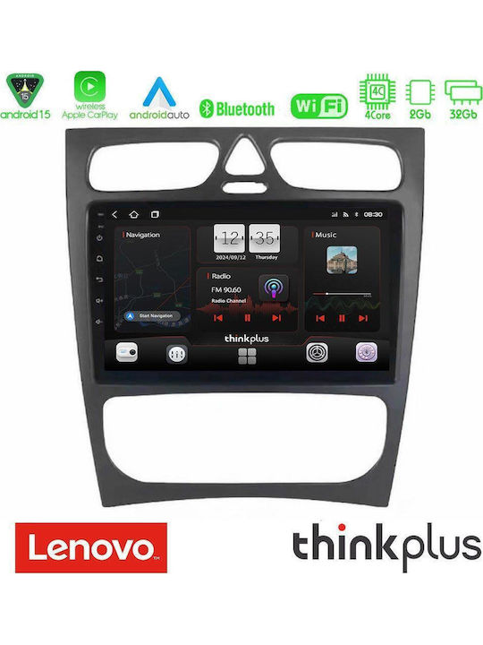 Lenovo Auto-Audiosystem für Mercedes-Benz C Klasse 2000-2004 (Bluetooth/USB/WiFi/GPS/Apple-Carplay/Android-Auto) mit Touchscreen 9"