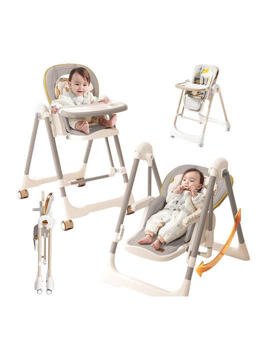 Klappbarer Baby Hochstuhl 3 in 1 mit Höhenverstellbar in Grau