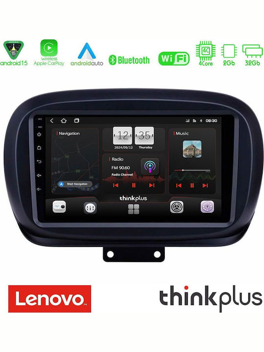 Lenovo Auto-Audiosystem für Fiat 500X 2015-2020 (Bluetooth/USB/AUX/WiFi/GPS/Apple-Carplay/Android-Auto) mit Touchscreen 9"