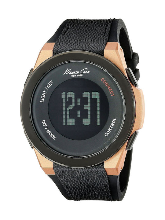 Kenneth Cole Digital Men's Watch 47mm Battery with Black Rubber Strap