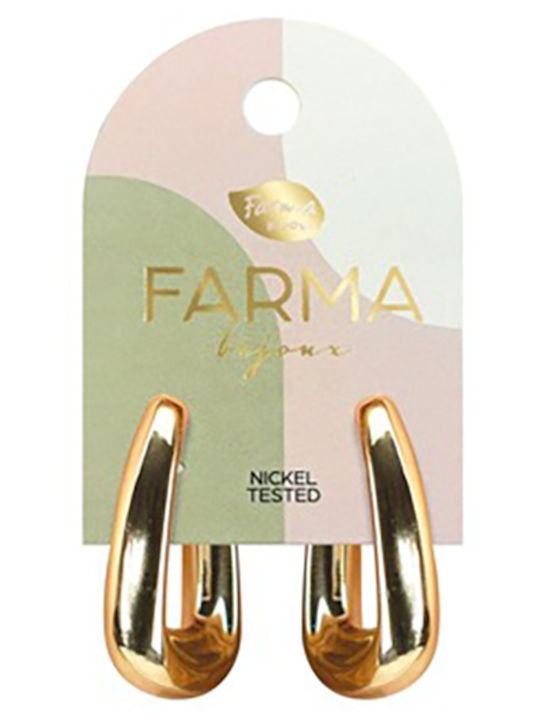 Farma Bijoux Σκουλαρίκια Κρίκοι Επιχρυσωμένα με Πέτρες