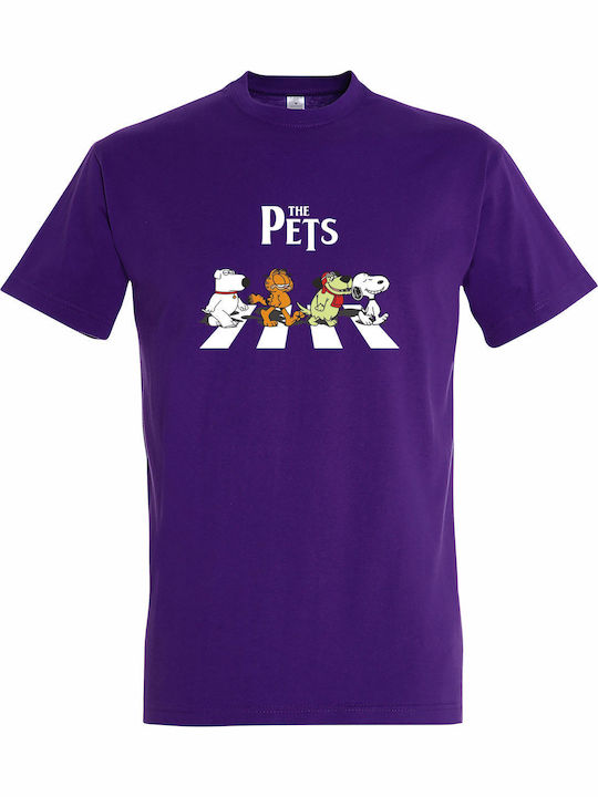T-shirt Unisex " Pets Abbey Road " Dark Purple