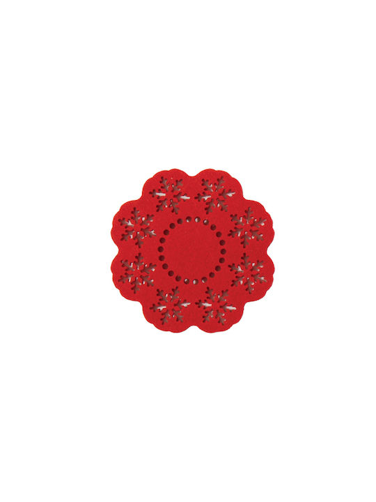 Nef-Nef Homeware Snow Set Christmas Coasters Fabric Red L10xW10xD10cm. 4pcs