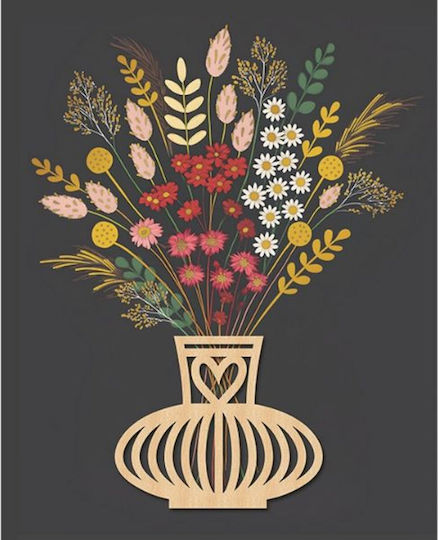 Card Hollywood Without Message Wooden Vase Heart Black Background