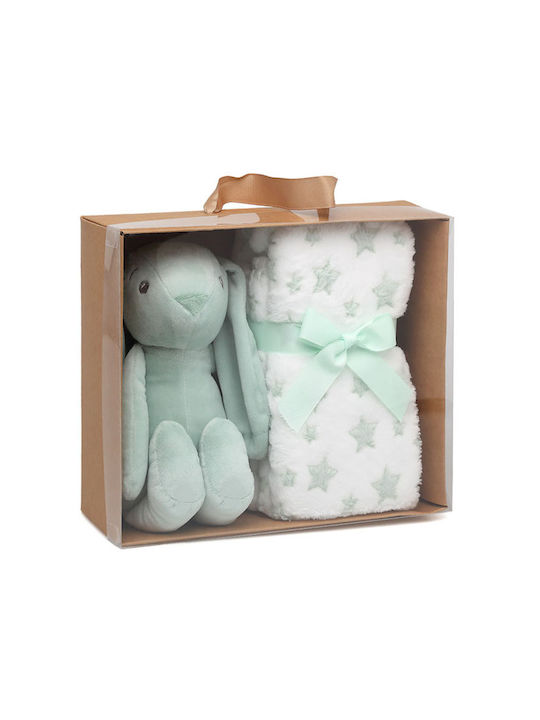 Kiokids Одеяло Детски пелени за пелени Флийс Зелено с Животно 100x100см.