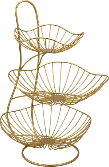 Keskor Obstschale Metallisch 3 Niveaus Gold 29x29x45cm