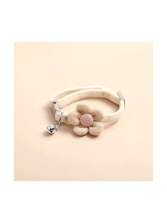 Pet Collar “Margarita” Safety Buckle & Bell – Adjustable 1x19-32cm – Beige