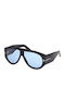 Tom Ford Unisex Sunglasses With Black Horn-Rimmed Frame And Blue Gradient Lens