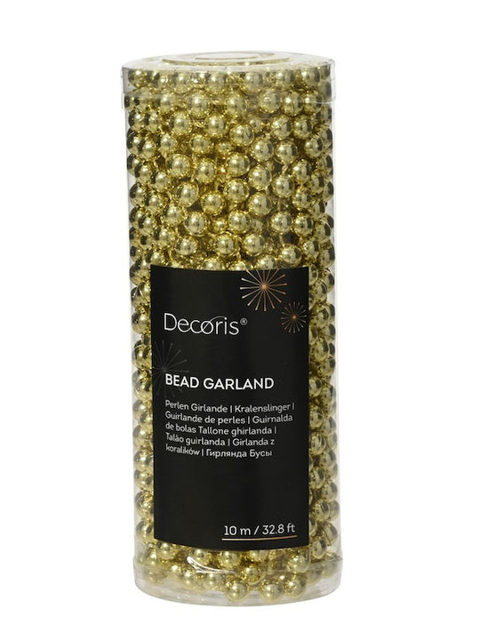 Decoris Χριστουγεννιάτικη Γιρλάντα Φωτιζόμενη με Χάντρες Χρυσή 10cm