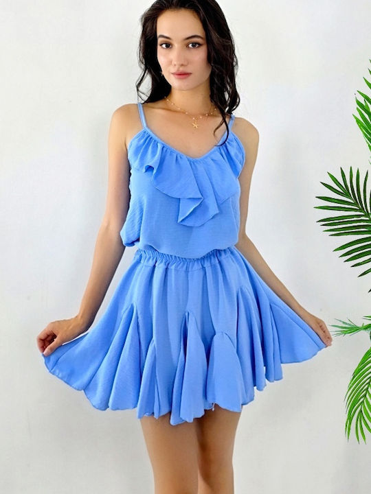 Σετ με Mini Φούστα Baby Blue