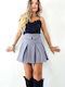 Πλισέ Ψηλόμεση Mini Φούστα Grey