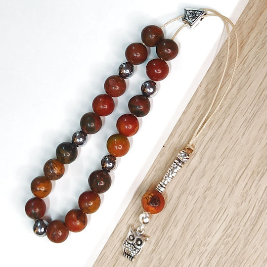 Worry Beads of Semi-Precious Stones Natural Multicolored Picasso Jasper Hematite