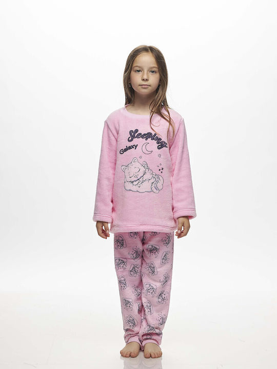 Galaxy Παιδική Πιτζάμα Χειμωνιάτικη Fleece Ροζ