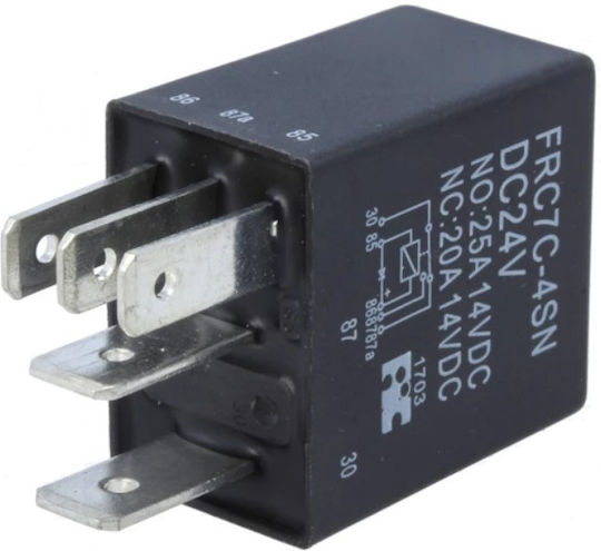 Реле Relay За Автомобил Spdt Ucoil 24v Dc 25a Frc7c-4sn Dc24v 5 Контакта