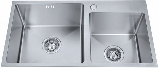 Inter Ceramic 7822 Drop-In Inox Kitchen Sink with Faucet L84xW49cm Gray Inter Ceramic 7822 Drop-In Inox Kitchen Sink with Faucet L84xW49cm Gray