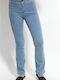 Hoch tailliert Damenjeans Schlaghose in Schlanker Passform Blue Mix