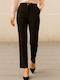 Damen Stoff Hose in Geradem Schnitt Schwarz