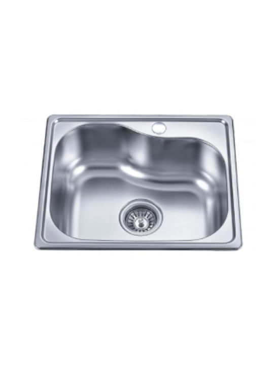 Inter Ceramic Chiuvetă De Bucătărie Drop-In Inox Finisaj Periat Cu Robinet L47.5xLățime40cm Argintie