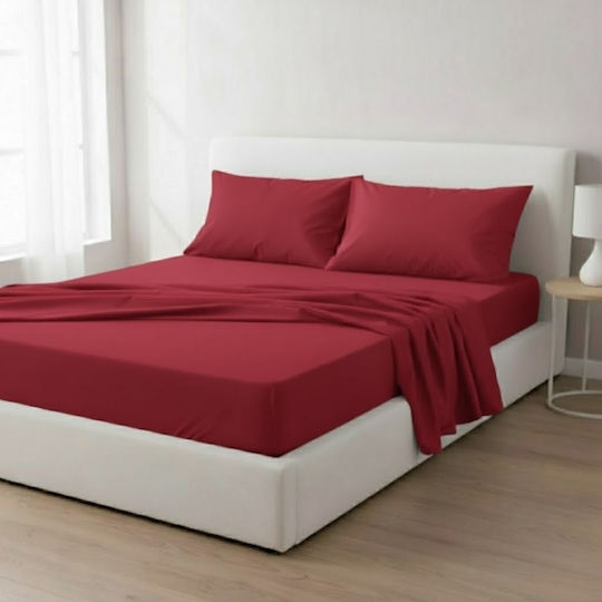 Olia Home Set Cearșafuri 220x260cm. Roșu 4buc