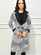 Damen Leopard Black Leopard Mantel mit Knöpfen