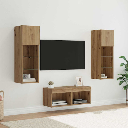 Living Room TV Unit with Lighting Black Beech L40xW30xH30cm