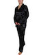 Secret Point Winter Damen Pyjama-Set Black