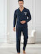 Men's Winter Pajamas Set Navy Blue