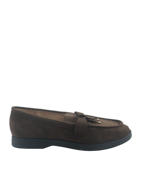 Super Mode Γυναικεία Loafers σε Καφέ Χρώμα