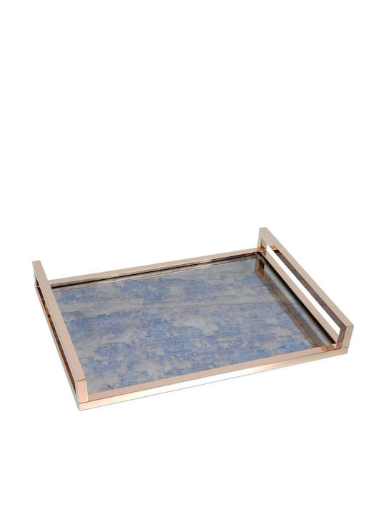 Διακοσμητικός Δίσκος Metallisch Rechteckig mit Spiegel 37x27cm 1Stück