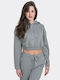 Cropped Women's Sweatshirt Hooded Beige