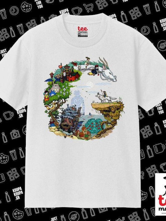 Studio Ghibli Classic T-shirt Double Stitching Without Side Seams White 100% Cotton Vegan & Oeko-tex Certified