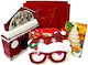 Pachet Secret Santa Decorațiune În Formă De Casă Cu Moș Crăciun Ochelari Amuzanți Tematici Lumânare Brad De Crăciun În Sac Cadou 23x18cm