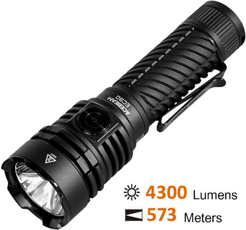 Acebeam Rechargeable Headlamp LED IP68 with Maximum Brightness 4300lm +battery Black
