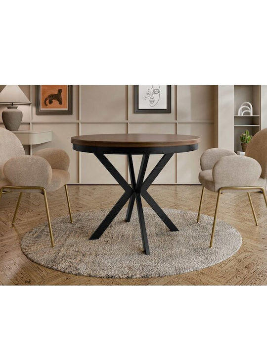 Oswego 156 Rund Tisch Speisesaal Holz Walnut, Black 76x76cm